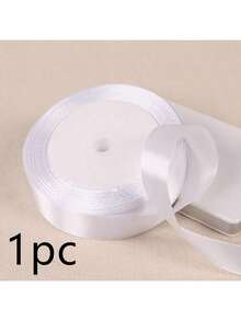 1 条白色缎带，多种宽度：0.6/1/1.5/2/2.5/4/5 厘米、缎带蝴蝶结、彩色缎带、涤纶缎带、礼盒丝缎带、提花缎带 - 白色 - 查看 12