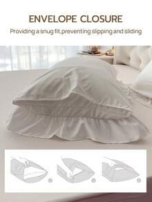 2/3pcs Elegant Rose Embroidery Bedding Set, With Ruffle Trim, Includes Duvet Cover And Pillowcase(S), Without Filler (1 Duvet Cover And 1/2 Pillowcase(S))