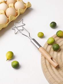 1pc Multifunctional Stainless Steel Wood Handle Masher, Potato Ricer For Vegetables And Fruits Kitchen Tool - Multicolor - View 7