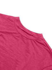 2件套休闲户外套装，纯色2件套，连帽2件套，优雅性感透气舒适休闲2件套，适合舞会、派对、郊游、聚会 - 玫紅色 - 查看 8