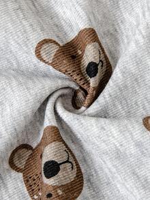 Baby Boy Cute Bear All-Over Print Zipper Jumpsuit - Grey - View 8