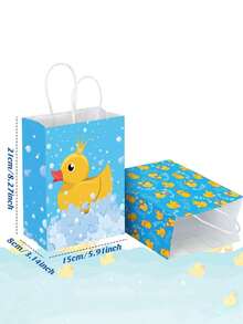 6/12 pièces Sacs en papier jaunes avec poignées, sacs cadeaux de canard en caoutchouc pour bonbons, fêtes, anniversaires. Fournitures de fête de canard bleu - Multicolore - View 2