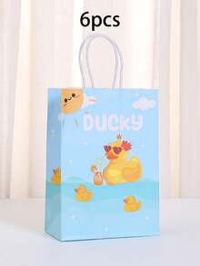 6/12 pièces Sacs en papier jaunes avec poignées, sacs cadeaux de canard en caoutchouc pour bonbons, fêtes, anniversaires. Fournitures de fête de canard bleu - Multicolore - View 17