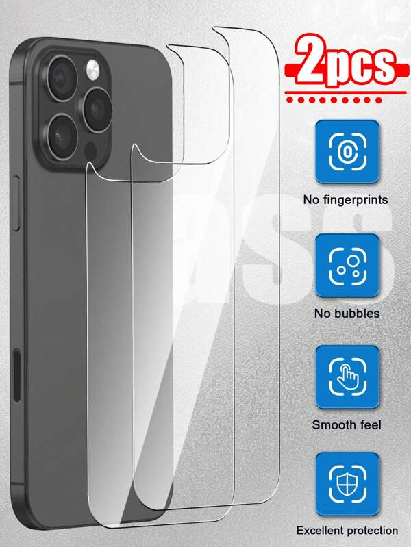 2pcs 9H Hardness Tempered Glass Back Screen Protector, Compatible With IPhone 11/12/13/14/15/16 Full Series, Anti-Scratch, Precise Touchscreen