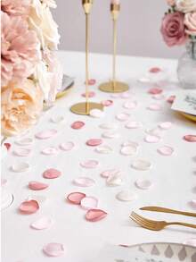 50/100/500pcs Silk Rose Petals, Satin Fabric Wedding Aisle Decorations For Cake Table/Flower Girl Basket/Bridal Shower, Romantic Bedding Scatter Flowers (4cm Bowl Shape, Burgundy Cream Mix)