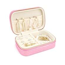 Friendly Travel Jewelry Box With Mirror - Scratch-Resistant PU Leather Jewelry Organizer For Earrings, Rings, Necklaces - Compact Lightweight Storage Case Perfect Gift For Women, Moms & Girls