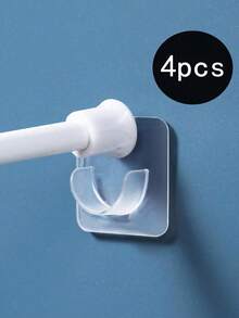 8个透明浴帘杆支架，免打孔浴室浴帘杆支架，浴帘杆固定钩，门帘杆支架配件，浴室淋浴小配件，浴帘杆自粘钩支架，多功能钥匙架，毛巾杆夹，扣环，厨房置物架扣环，门钩