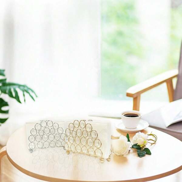 1pc Crystal Metal Elegant Crystal Napkin Holder, Great For Home Decor And Storage In Bedroom, Living Room And Car