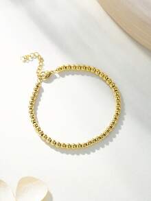 1 件奢华简约钢珠镀金链式手链，男女通用，适合正式场合和日常佩戴