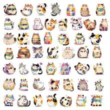 50pcs Cute Cat Transparent Stickers, Cartoon Animal Decor For Luggage, Laptop, Notebook, Scrapbook, Skateboard, Guitar, Helmet, Cup, Phone Case, DIY Waterproof Decals,School Supplies,Back To School