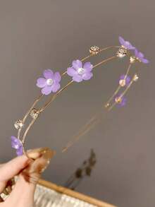 1件装女士双层樱花水钻合金发箍，精致优雅少女风，适合户外、活动和派对佩戴，秋季、旅行、美发工具、发饰、美妆配件、礼物、旅行、女士礼物、发饰、圣诞礼物、圣诞袜填充物、女士圣诞袜填充物、发箍发饰 - 彩色 - 查看 14