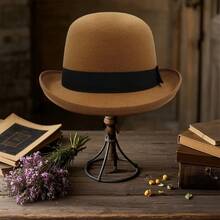 Men Women Felt Bowler Hat Classic Party Hats Lightweight Derby Fedora Hats Costume Accessories - Màu Khaki - Xem 5