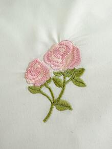 2/3pcs Elegant Rose Embroidery Bedding Set, With Ruffle Trim, Includes Duvet Cover And Pillowcase(S), Without Filler (1 Duvet Cover And 1/2 Pillowcase(S))