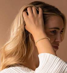 MBW Gold Bracelets Women, Dainty 14K Gold Plated Bracelet Stack Beaded Chain Bracelet Set Thin Small Cute Paperclip Bracelets Fashion Waterproof Jewelry Gold Accessories Women - 樣式3 - 查看 3