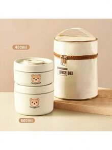 成人礼品午餐盒,带熊图案的可加热午餐盒,保温午餐盒 - 便携式快速加热午餐盒 - 个性化礼品袋,可微波炉加热和洗碗机清洗,适用于婚礼、生日、海滩、节日、书包、返校季节(米色) - 彩色 - 查看 19