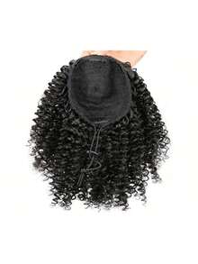 Elegant Kinky Curly Ponytail Extension, High Temperature Fiber, Drawstring African Hairpiece For Women