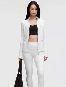 Define Jacket Nulu Women's Lightweight, Full Zip Running Track Jacket-For Yoga Gym Running-Sweat-Wicking-Yoga-All Seasons Sport-Spring/Summer-Autumn/Winter-Back To School - Contour Spot White Multi - 查看 2