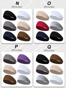 3条/6条装女士弹力宽运动头带，纯色，休闲户外跑步时尚发饰，头巾式头带，秋冬季发带蝴蝶结，适合度假装扮，女士优雅围巾，女士头巾，柔软头巾 - 彩色 - 查看 8