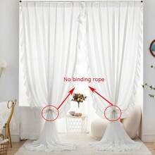 1入法式浪漫白色復古皺邊半透明紗簾,適用於臥室/客廳 - 白色 - 查看 11