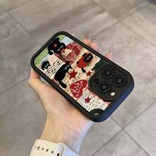 Cute Cat Pattern Phone Case, Anti-Drop Cellphone Protective Case, Total Protective Shockproof Mobile Phone Cover For IPhone 11 12 13 14 15 16 Series - 黑色 - 查看 5