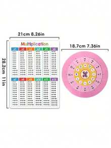 带旋转游戏的二合一乘法表卡 - 自检互动数学练习，彩色乘法表从 1 到 12，适合儿童、课堂和家庭教育，有吸引力的教学设计 | 自检功能