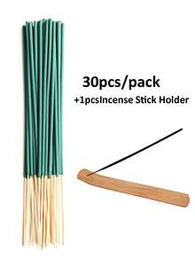 90支香茅驱蚊棒，持久植物香味，带香炉，人造木材质，适用于居家、露营、瑜伽、节日送礼 - 彩色 - 查看 11