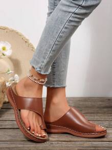 Sandali da donna con suola spessa e platform, infradito con zeppa comodi e casual per l'estate
