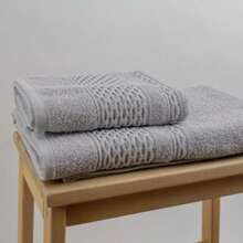MADE IN TURKEY Pure Basic 100% Cotton Towel Set – 50x85 Cm & 70x140 Cm - Grey - View 3