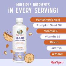 MaryRuth's Hair Growth Max Liposomal -Lustriva+ Biotin 10000mcg + Pumpkin Seed Oil - Thicker Hair -Lmprove Wrinkles & Fine Lines -15.22 Fl 0z - Almond Cookie - 查看 4