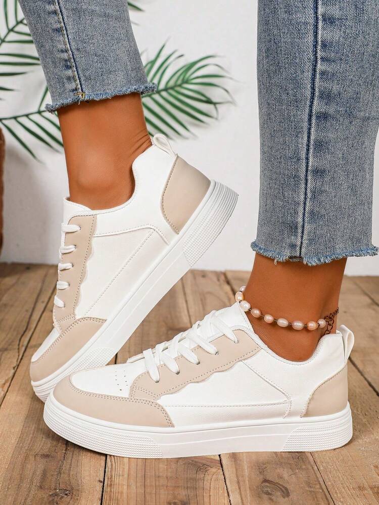 Damskor för vardagsbruk, sneakers, vita, mångsidiga träningsskor - Kaki - Visa 2