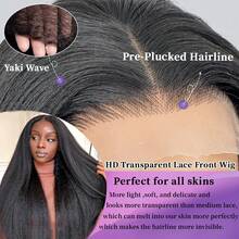 VIOLLY 200 Density Black Yaki Straight Hair 13x4 HD Frontal Lace Weaves Human Blended Hair Wig150 Density 6 Inch Black Short Women Pixie Cut Wigs Pre Plucked Hairline & Pre-Bleached Invisible Knots Suitable For African Women Wig Suitable For Daily Or Holiday Wear - Natural & Black - View 9