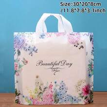 50 个加厚塑料礼品手提袋，情人节派对礼品袋，简约礼品袋，轻便，便携式花卉图案图案大容量手提包，新年，婚礼，购物袋，生日礼物袋，派对礼品袋，30 * 20 * 8 厘米/11.8 * 7.8 * 3.1 英寸，感恩节，万圣节，圣诞节 - 彩色 - 查看 18