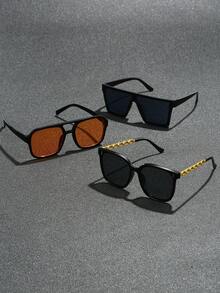 3pcs Men's & Women's Premium Fashion Fashion Glasses, Suitable For Daily Wear, Travel, Vacation, Beach - Multicolor - View 7