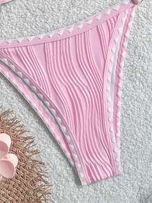 Bikinx Traje de baño de tankini con bloque de color y adorno de volantes para vacaciones - Rosa - Ver 5