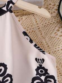 Spring/Summer Tween Girls Halter Jumpsuit, Casual & Fashionable - Black and White - View 5