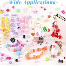 3-8 色亚克力珠子，可用于制作手链，花朵蝴蝶结小熊软糖造型美观手链饰物，可爱珠子可用于制作珠宝首饰 DIY 项链钥匙扣手机饰物 - 多規格(不含成品) - 查看 6