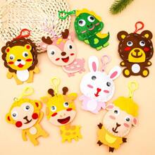 3pcs/5pcs/8pcs Kid Sewing Craft Kit, DIY Animal Felt Tool Kit, Lions, Dinosaurs, Rabbits, Deer, Etc Keyrings, For Beginner Felt Art & Craft Learn To Sew For Birthday Gifts, Educational Toys For Boys And Girls
