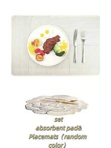 40*60/30*50 Striped Dish Drying Mat Set, Non-Slip Kitchen Countertop Mat Set, Absorbent Quick-Dry Placemat Set, Suitable For Sink And Countertop, Also Suitable For Dish Rack - Oval Wood - View 14