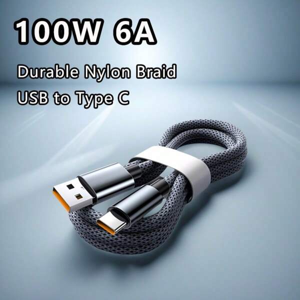 6A USB A To Type C Fast Charging Cable 1Pack USB C Cable Compatible With Samsung Galaxy S24/S23/S22/S21/S20/S10E Note20/10, Smartphones USB-C Fast Charging Data Cord Mobile Phone Type C Charger Cord