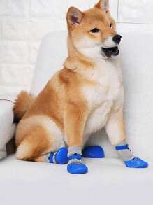4 Stücke/Set wasserdichte Schuhe Socken für Hunde und Katzen, Haustier Winter Stiefel, Regen Schnee Hunde Booties für kleine Hunde rutschfest, schmutzabweisend, Welpen Schuhe, rot