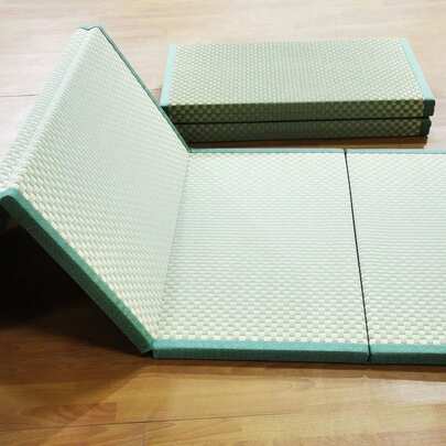 1 pièce Tapis de sol Tatami pliable, surface en herbe tissée naturelle, léger et portable, rangement pratique, décoration d'intérieur de style zen traditionnel