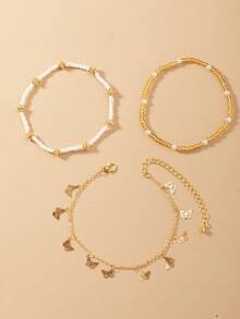 3 件套波西米亚风格串珠、贝壳和海星脚链套装，适合女士，适合海滩、度假、派对佩戴 - 五葉草 - 查看 6