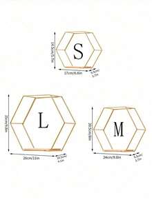 3 件/1 件金色六角壁架，家居装饰壁挂式收纳架，书籍展示装饰铁架，壁架 - 金色 - 查看 5