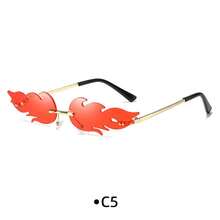 1 pièce Lunettes de soleil sans monture unisexe avec dégradé arc-en-ciel en forme de flamme, convient pour les festivals de musique, les fêtes, la Saint-Valentin, le style Y2K. Lunettes de haute qualité en acrylique avec dégradé vert, bleu, rouge