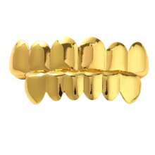 Dientes falsos enchapados en oro, joyería para dientes de hip hop suave para hombres y mujeres
