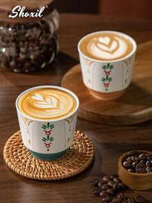 shoxil 1 件陶瓷咖啡杯，中东沙特咖啡杯，150 毫升，卡布奇诺蜡烛杯，节日礼物，适合下午茶、家庭聚会、餐厅、咖啡馆、露营 - 咖啡杯 - 查看 4