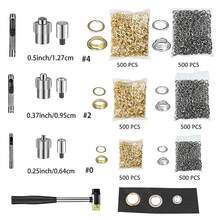 Heavy-Duty Hand Press Grommet Kit - Includes Punch Tool, 3 Dies, Hammer & 1500pcs Gold+1500pcs Silver Eyelets For Fabric, Leather & Crafts - Black - View 2