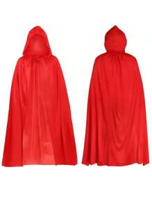 1 pezzo di mantello sottile e trasparente in materiale lavorato a maglia, rosso e nero, unisex per adulti, con cappuccio, monolayer, adatto per travestimenti di Ognissanti come strega, demone, vampiro, accessorio costume