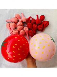 20 Stücke/10 Stücke 30cm Luftballons mit Erdbeermuster, dickwandige Erdbeerpunktrosa Luftballons, Hawaii Party Obst Dekorative Luftballons, geeignet für Geburtstags-Partyhintergrund, Feiertags-Dekoration, Geschlechts-Enthüllungsparty Babyparty Dekorationen