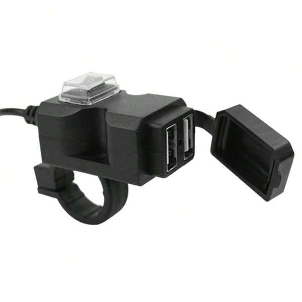 AD 1pc Motorcycle USB Mobile Phone Charger, Waterproof Electric Bicycle Dual USB Phone Charger 9V-24V